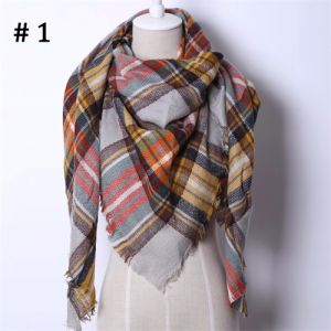 Tartan Triangle Blanket Scarf Winter Shawl for Women