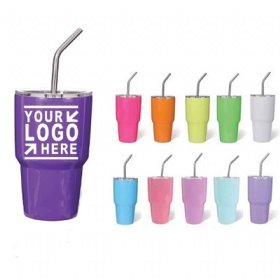 2 oz Mini Stainless Steel Tumbler w/ Straw