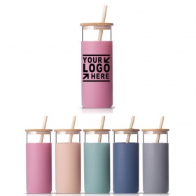 16oz Glass Tumbler Straw with Silicone Sleeve