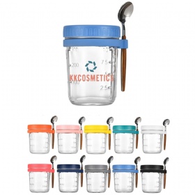 Custom 14 Oz Glass Breakfast Cup w/ Spoon