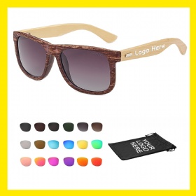 Retro Brown Bamboo Wood Grain Frame Polarized Sunglasses