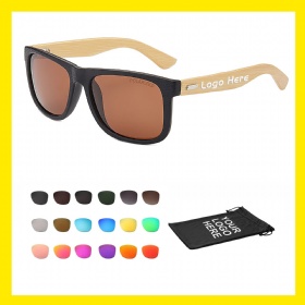 Retro Black Bamboo Wood Grain Frame Polarized Sunglasses