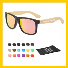 Classic Black Bamboo Wood Grain Frame UV400 Retro Sunglasses