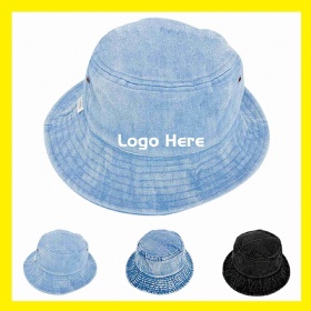 Distressed Washed Denim Bucket Hat