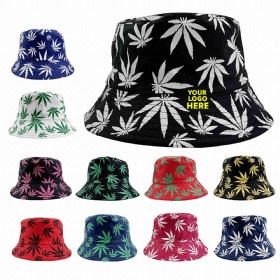 Printed Maple Leaf Reversible Bucket Hat