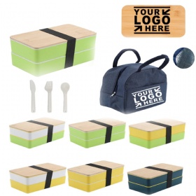 Bamboo Lid Bento  Lunch Box w/ Tableware Set