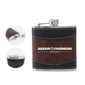 6oz Two-Tone Leather Hip Flask