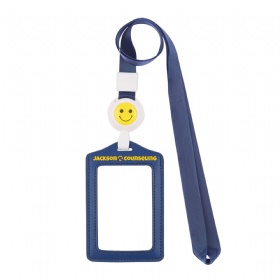 Leather Badge Holder w/Retractable Lanyard