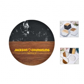 Bamboo/Marble Circular Coaster