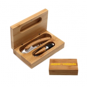 2-Piece Bamboo Wood Wine Set