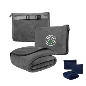 2-In-1 Travel Pillow Blanket w/Zipper Closure