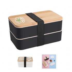 Double Layer Bento Box w/Elastic Strap