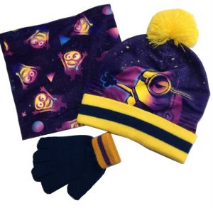 Knitted Flannel hat gloves scarf sets