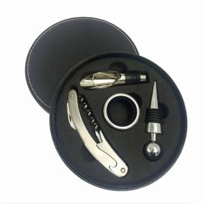 4 IN 1 Leatherette Case Wine Opener Set & Corkscrew